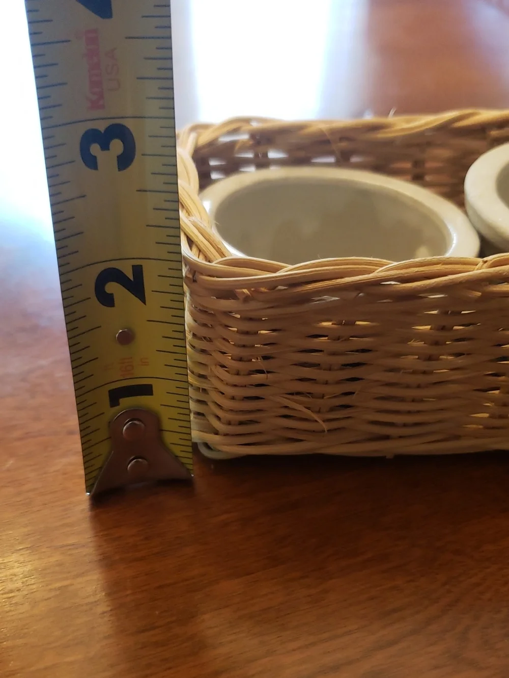 Vtg Kaukauna Klub Mini  Ceramic Crocks (3) In Wicker Basket